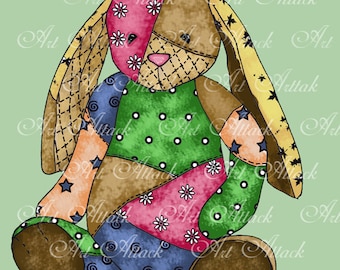 Digital Bunny Stamp, Quilted Cutie Series