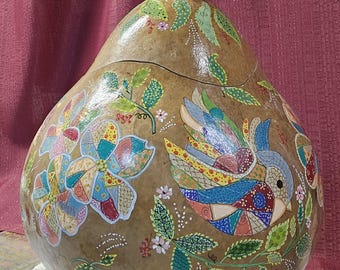 Handmade Quilted look Painted Gourd