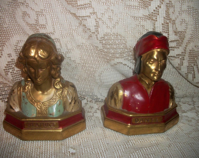 Antique Art Deco Armour Bronze Co. Dante and Beatrice Bookends Set Etsy