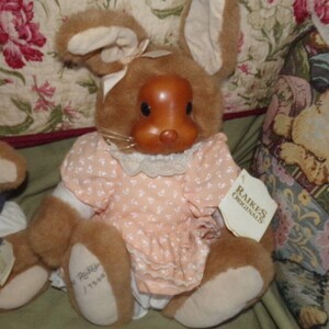 Vintage Robert RAIKES ORIGINAL Rabbits Pluash Woodfqce Jointed Applause ...