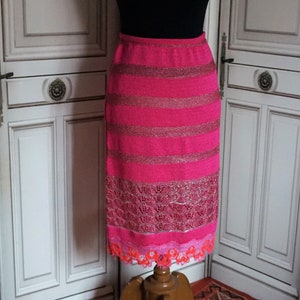 Christian Lacroix Bazar Fuchsia Handknited Skirt // Event Clothes