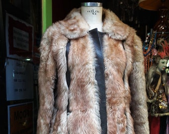 Vintage Lamb Fur Leather Brown Coat Unisex // Preloved Clothes FAshion