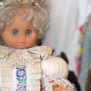 Vintage Rare folk costume doll with Sleeping eyes Folklore costume 1960s Souvenir doll in traditional costume