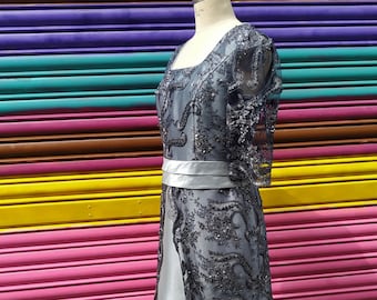 Vintage Party Dress Sequin and grey // Cocktail Fashion dress // Rafaello Dress