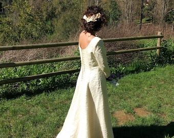 Vintage Wedding Dress Ivory / Polka Dot Dress / Romantic wedding Dress/ Prom Dress / Soñk Wedding Dress