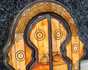 Vintage handmade Mirror Bone Arabic / Embossed, Brass, Bone/ Home Decor / Artesanal Mirror