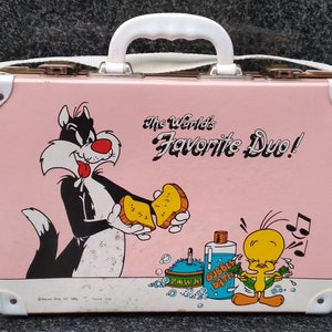 Vintage Warner Bros 1980 Suitcase Sylvester and Tweety Bird / Vintage Luggage