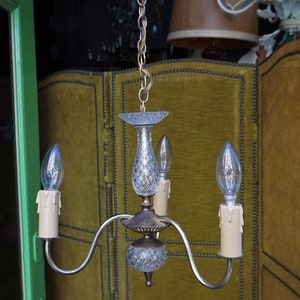 Vintage French Ceiling Lamp Cut Glass // Home Decor