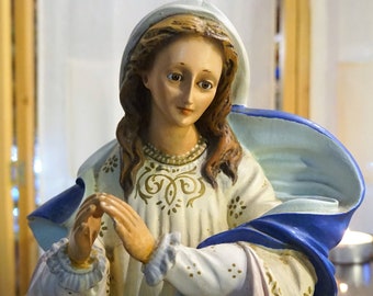 Antique Bust Virgin Mary, Antique Virgin Plaster, Sculpture Glass Eye, Plaster Statue, Virgin Statue, Bust Mary