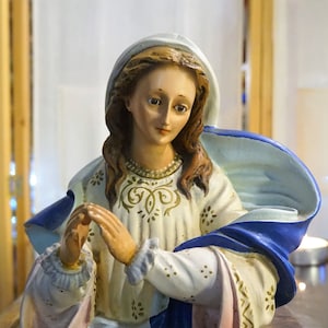 Antique Bust Virgin Mary, Antique Virgin Plaster, Sculpture Glass Eye, Plaster Statue, Virgin Statue, Bust Mary