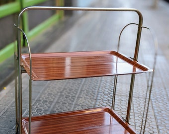 Vintage, Mid century formica bar cart/ folding table on wheels circa 1960/1970's