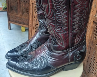 Vintage Joe Sanchez Embroidered Leather Cowboy Boots // Garnet Boot vintage