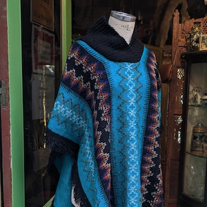 Vintage Handgewebter mexikanischer Poncho handgemacht // Unisex Mexikanischer Poncho