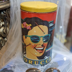 Vintage Fiorucci anni '80 Italia Maxi Tin // Esposizione di moda rara // Decorazioni per la casa alla moda
