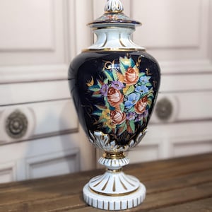 Antique Vase Handpainted flowers Manises Style