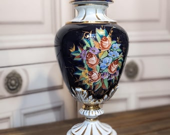 Antique Vase Handpainted flowers Manises Style
