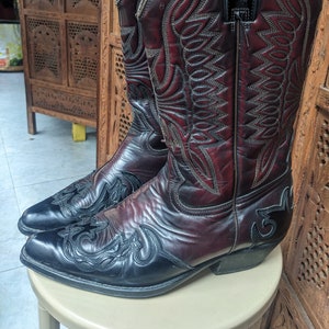 Vintage Joe Sanchez Embroidered Leather Cowboy Boots // Garnet Boot vintage