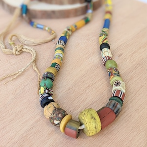 Vintage African necklace bohemian beads // Antique Millefiori necklace