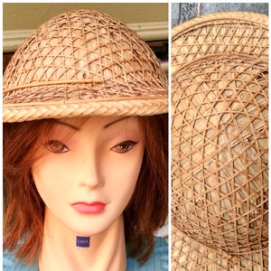 U&S Sombrero de sol de bambú oriental chino accesorios de baile tejido  hecho a mano paja de arroz turismo gorra de lluvia para agricultor pesca