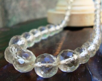 Vintage Rock Crystal Necklace Wedding /Jewelry Art Deco rock crystal bead necklace