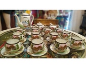 Vintage Japanese Coffee Set Eggshell Porcelain 27 pieces, 12 services Wedding Gift