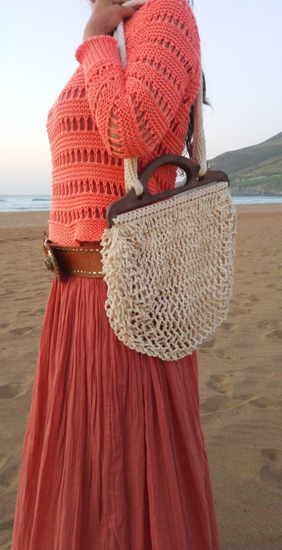 Vintage crochet bag handmade / Crochet tote / Shou
