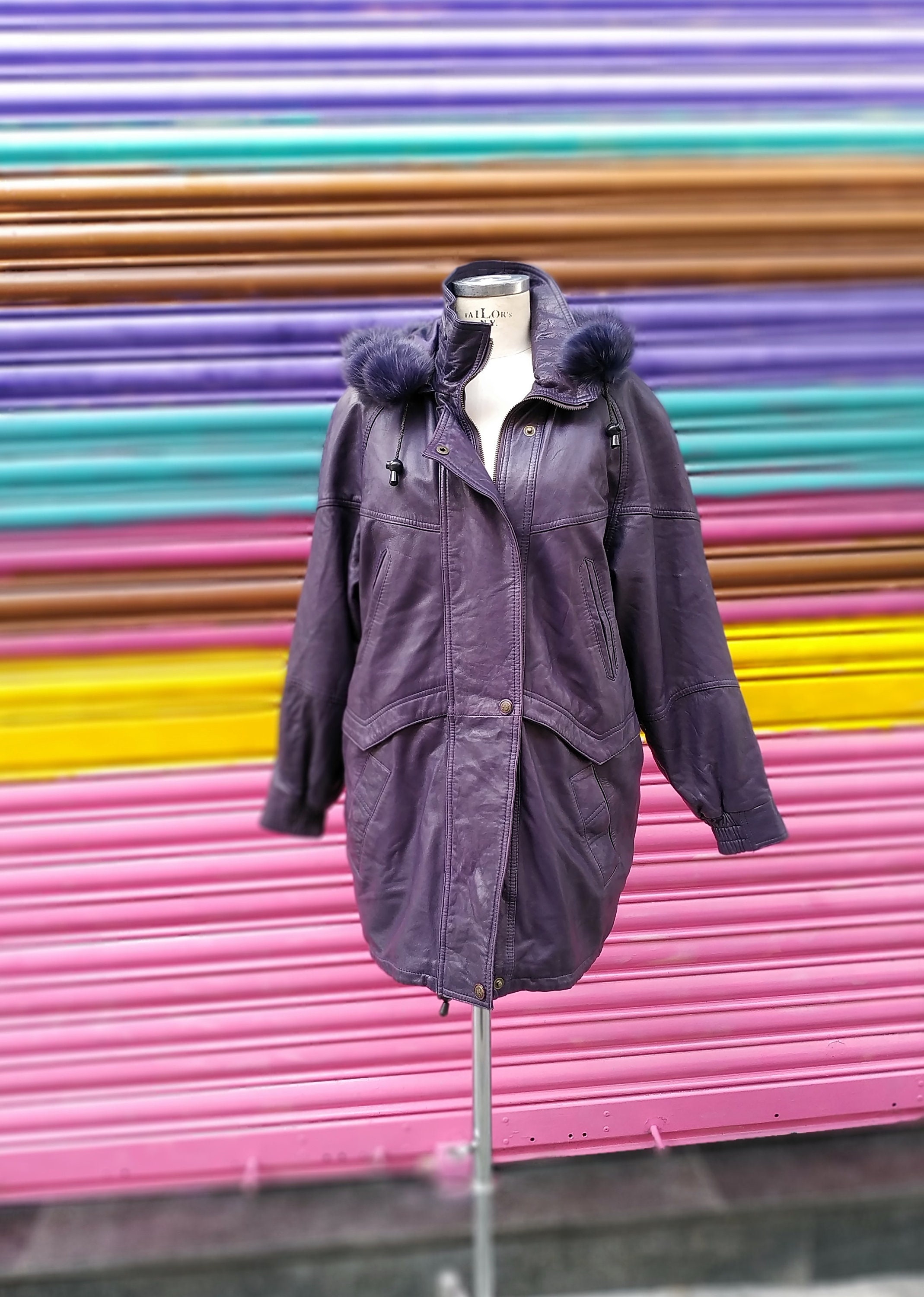 レザージャケット・コート AVANDRESS V Vegan Leather Short Jacket PURPLE oversized-saturated-purple-