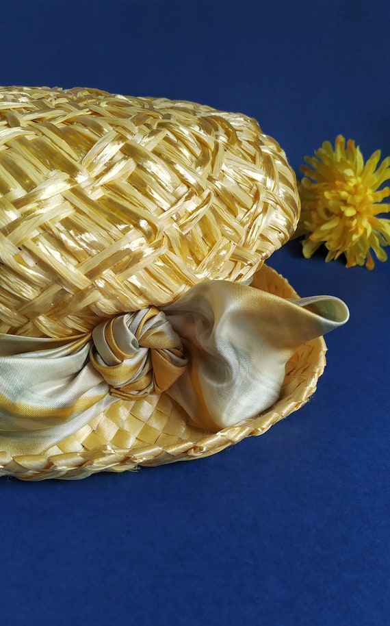 Vintage Hat Straw Yellow // Summer Hat // Wedding Hat - Etsy display picture 1