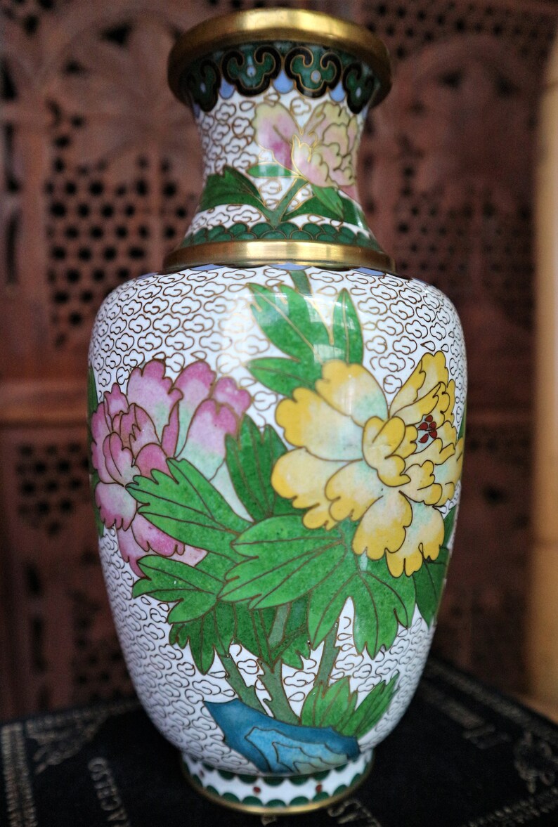 Jingfa Vase Chinese Cloisonné Enamel Flower Vintage Etsy Sweden