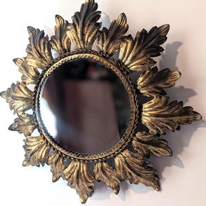 Vintage Sunburst Mirror in Metal – 1950s-60s, Mid-Century Design // Ferro Arte Style