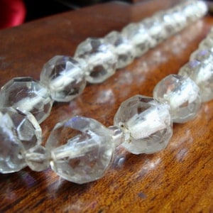 Echte Rock Crystal Ketting Vintage 18,5 Inch / Gefacetteerde Quartz Kralen / Vintage Art Deco Sieraden - Strassteen Kralen