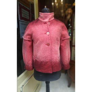 Vintage Jacket  Pink Red Designer Wool // Fashion Jacket