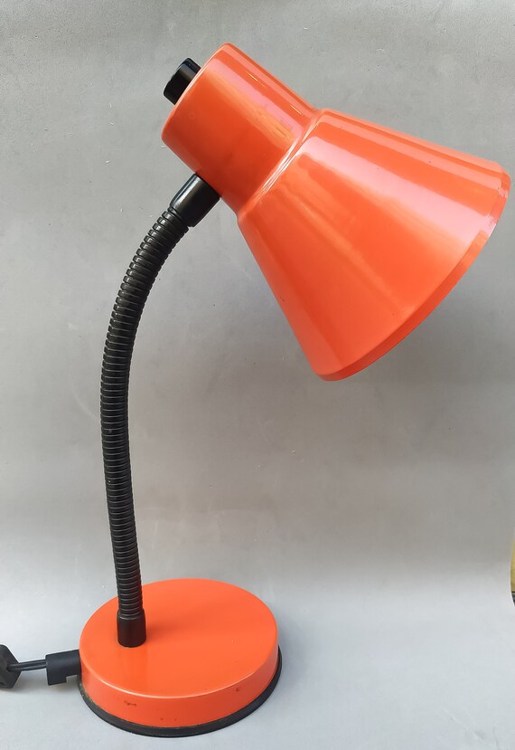 Vintage Orange 1970s Desk Lamp Table Lamp Reading Light Flexo