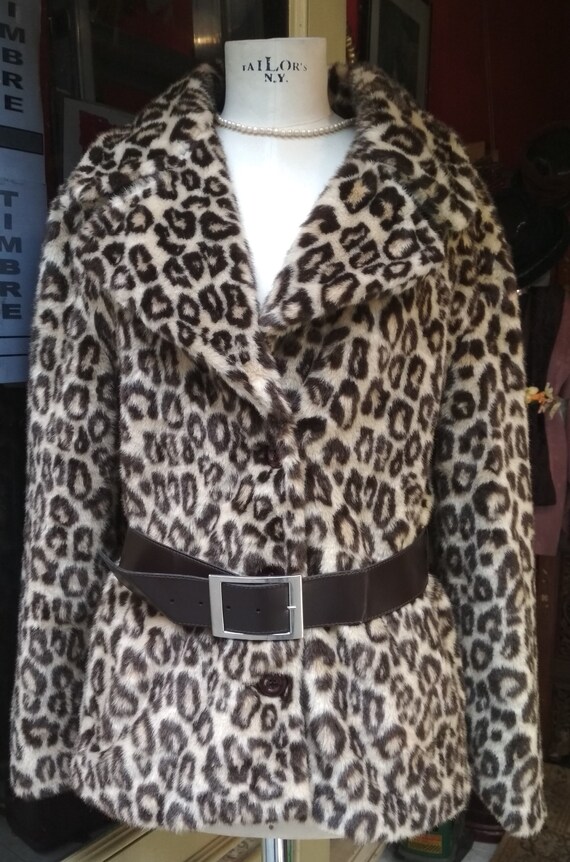Vintage Faux Fur Coat Animal Print Coat / Leopard