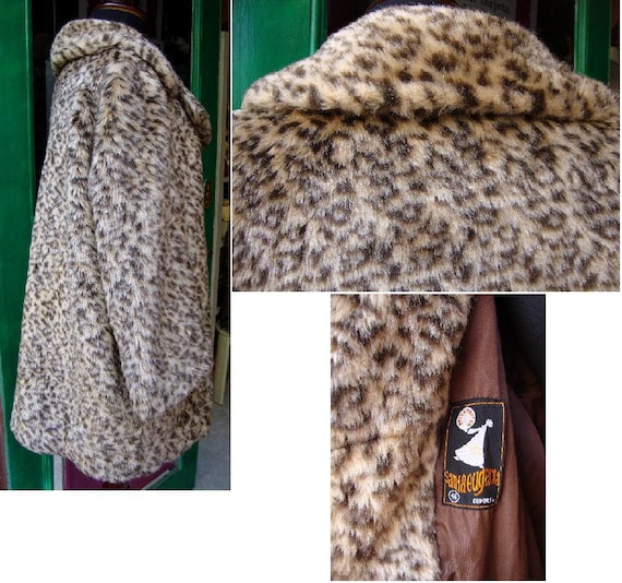 Vintage Faux Fur 80s Leopard / Jacket Faux Fur Coat Animal Print