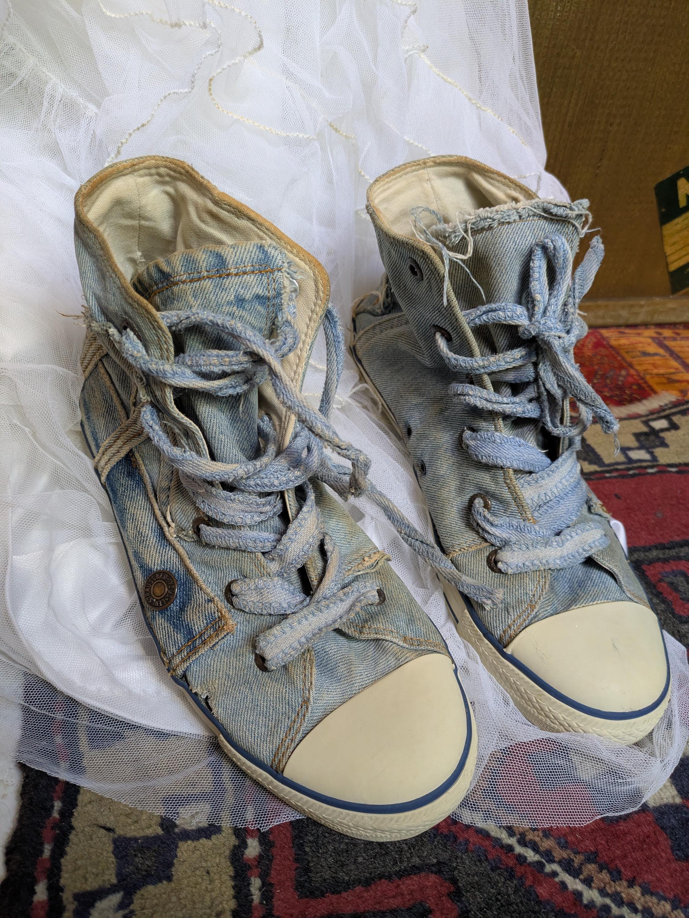 Vintage Levis High Top Sneakers, Blue Denim, 43 Size - Etsy
