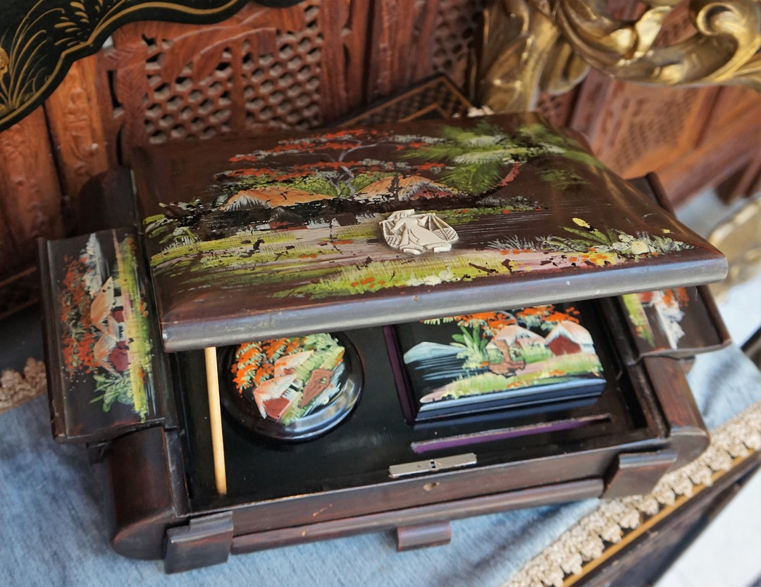 希少　ミニ箪笥　ジュエリーボックス　アンティーク　中国　工芸　古美術　引き出し付 希少 ミニ箪笥 ジュエリーボックス アンティーク 中国 工芸 古
