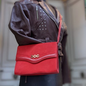 Vintage Red Leather bag // Fashion Woman Vintage