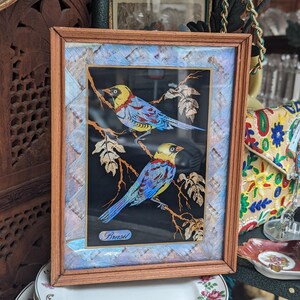 Cornice brasiliana vintage con uccelli farfalla / Oggetti da collezione DECORAZIONE CASA