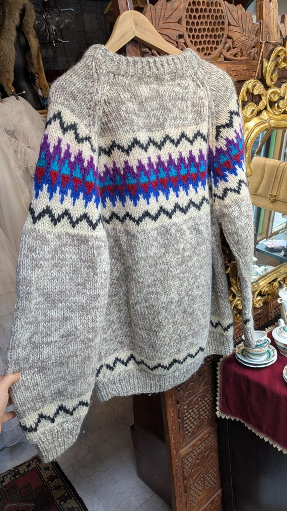 80s Vintage Nepal Handknitted Wool Sweater Knitwear Blue 80s Vintage Nepal Handknitted Wool Sweater Knitwear Blue