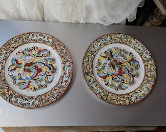 Vintage Pair of Chinese Thousand Butterflies Multicolor Plate Early 20th Century // Macao