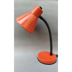 Vintage orange 1970s desk lamp, table lamp, reading light // Flexo Home Decor