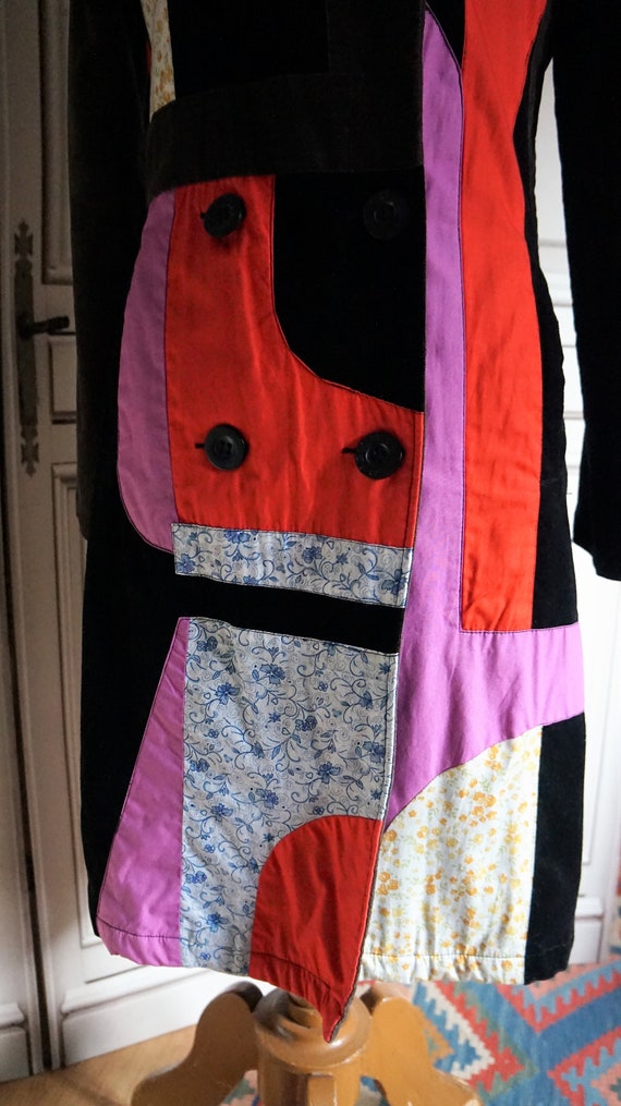 Vintage Desigual Coat Patchwork Velvet and fabric… - image 7