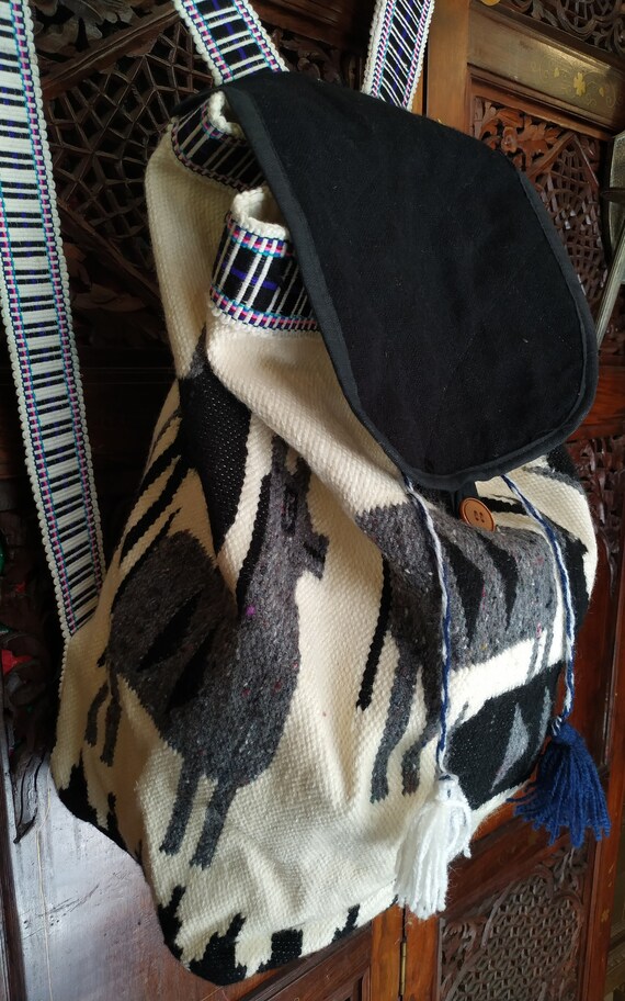Vintage LLama Wool Backpack // Backpack Handmade … - image 9