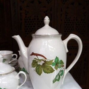 Vintage Thee set porselein gemaakt in Spanje // Home Decor Coffe set met de hand geschilderd afbeelding 3