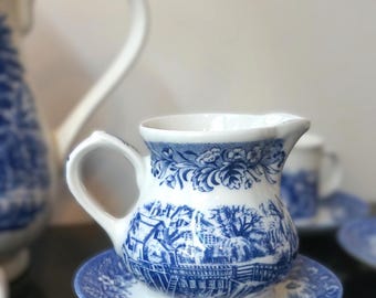 Vintage Churchill Coffee Set Cobalt Blue // Currier Ives// Made in