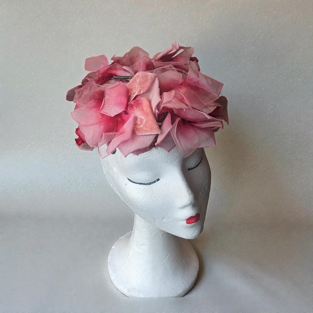 Headress Vintage Deep Ink Flower Bomb Vintage 1960s Hat  display picture 3