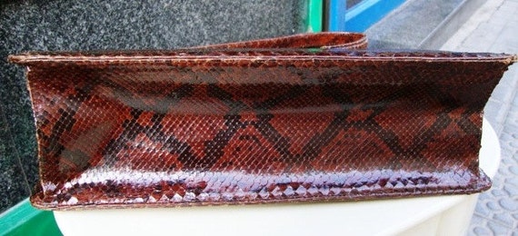 Antique Vintage Bag Genuine Python Snakeskin and … - image 5
