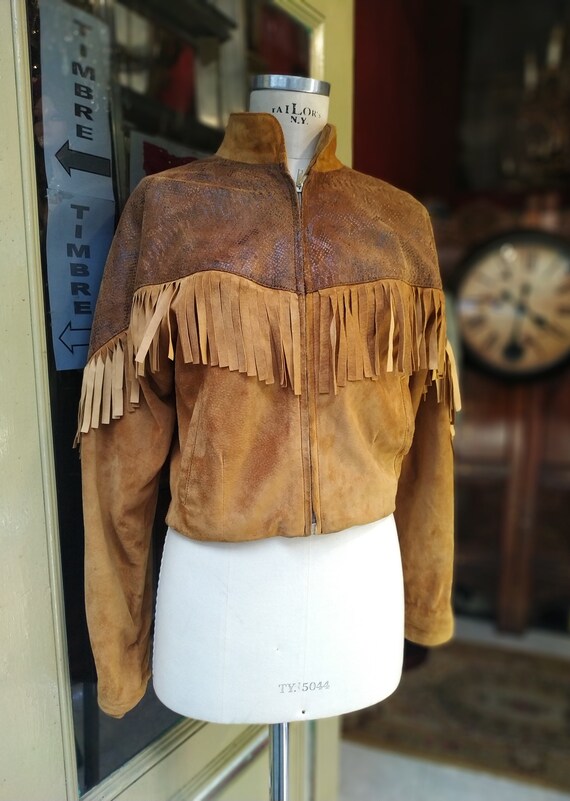 Vintage Fringed Leather Suede and Snake Style Jack