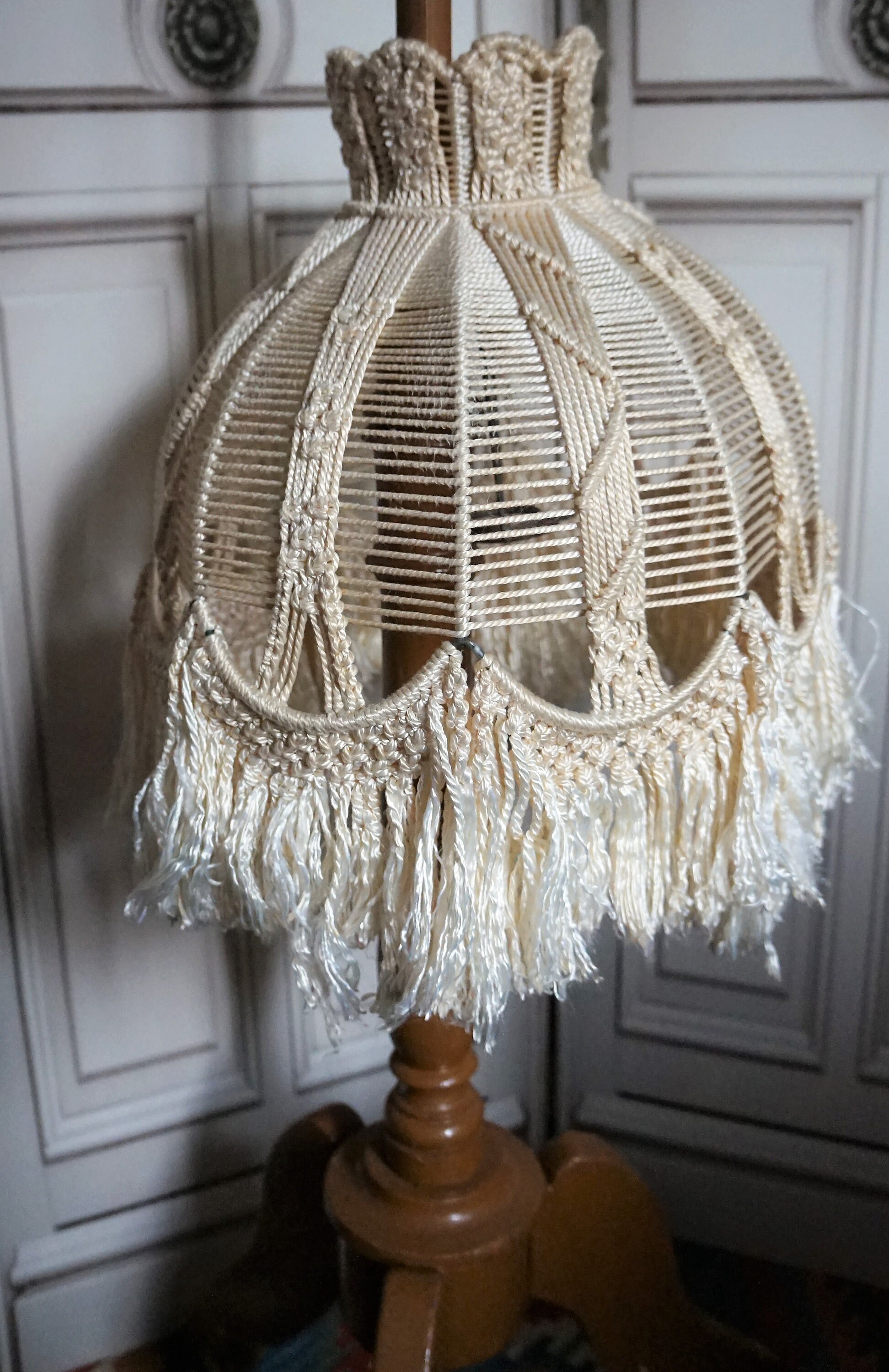 Vintage Crochet Lampshade Handmade // Cottage Apartment // - Etsy